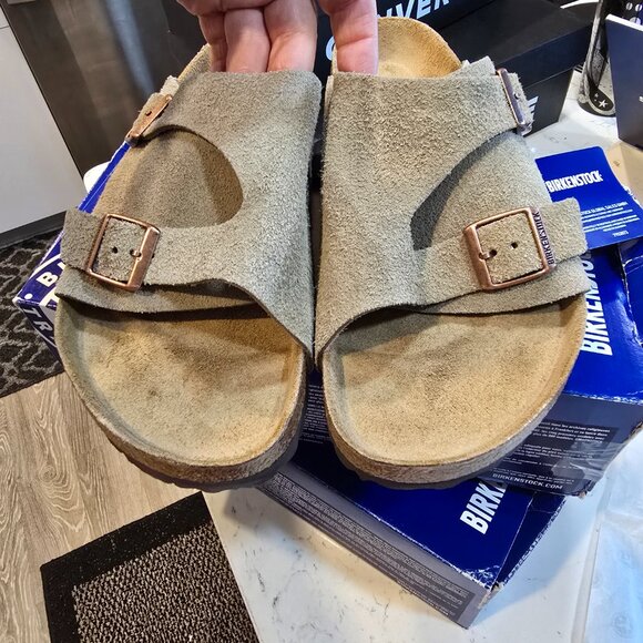 Birkenstock Zurich BS Taupe Suede Leather Sandals Men’s EU 45 US 12 Regular Fit - Picture 3 of 6